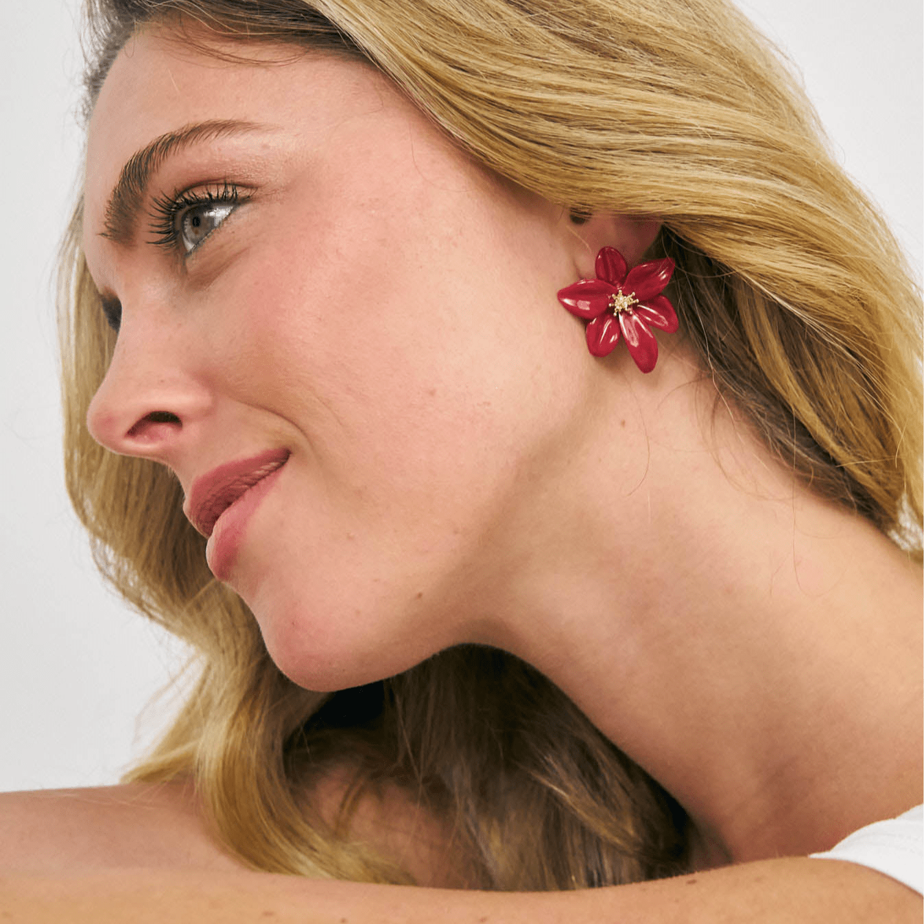Pink and gold flower earrings - Fleur