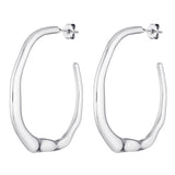 Silver hoop earrings on a white background