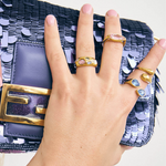 Multicoloured stones in 18k gold bonded to stainless steel