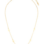 Gold necklace with small star-shaped pendants on a white background