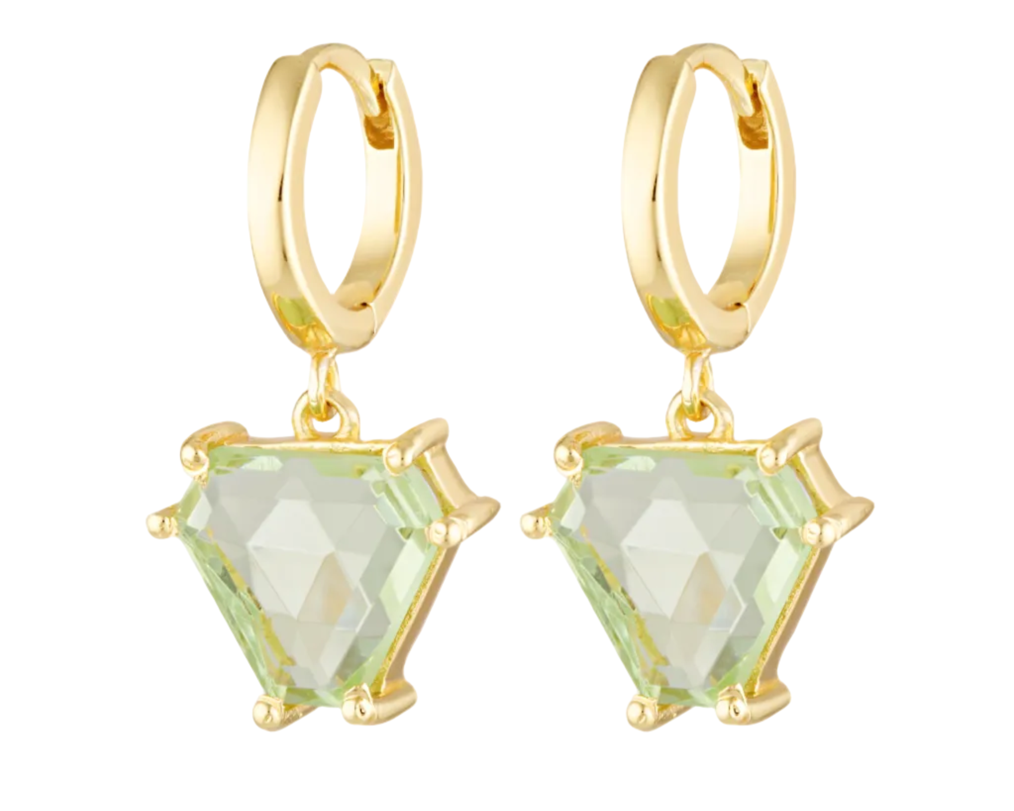 Light green Peridot Elizabethan style earrings in gold