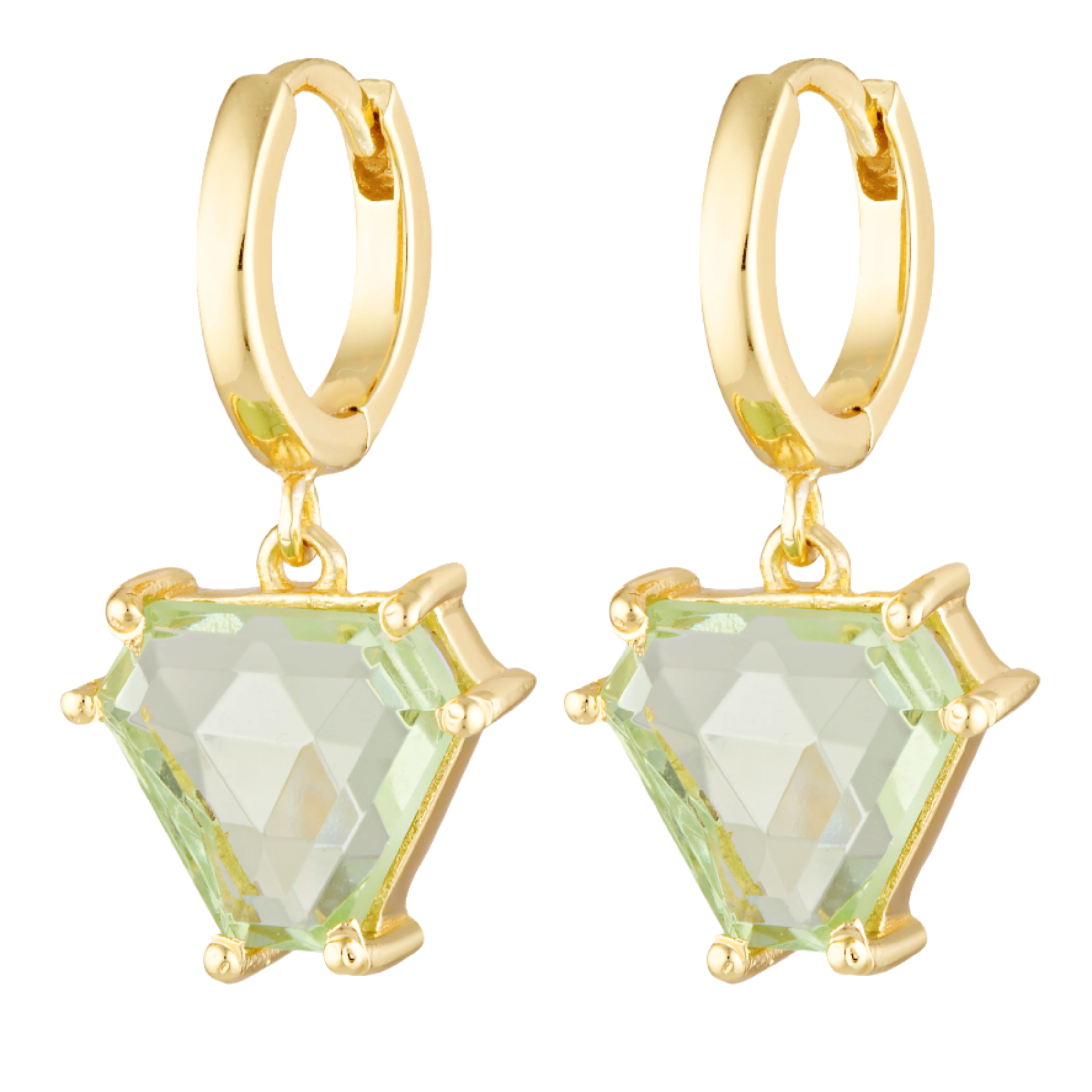Light green Peridot Elizabethan style earrings in gold