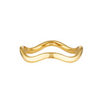 Waterproof 18k dainty wavy gold ring 