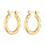 gold filled hoops with pearl and diamanté detail 
