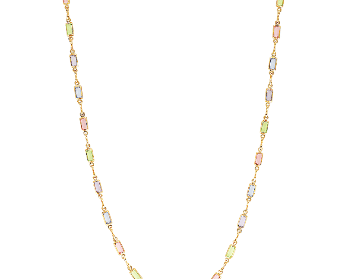 rainbow glass gem necklace thin style