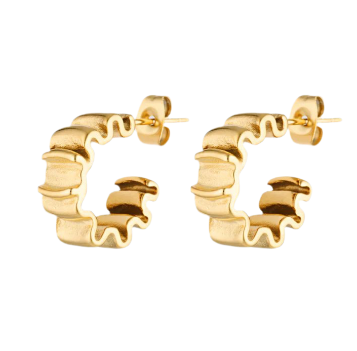 Mona earrings studs in ripple gold