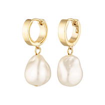 Freshwater Pearl drop hoop earrings