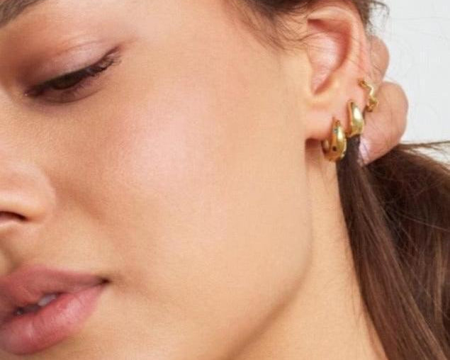 Model in Bixby and Co earring stack 