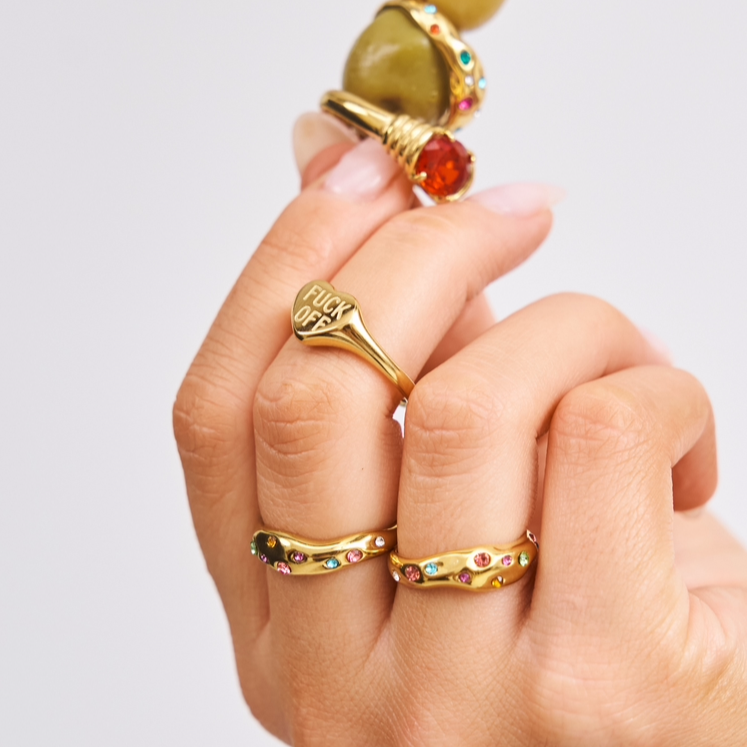 multiple Bixby and Co rings on a models hand