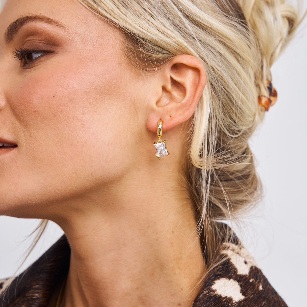 Large cubic zirconia stone hoops in gold vermeil