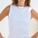 Multicoloured gem necklace and earrings 