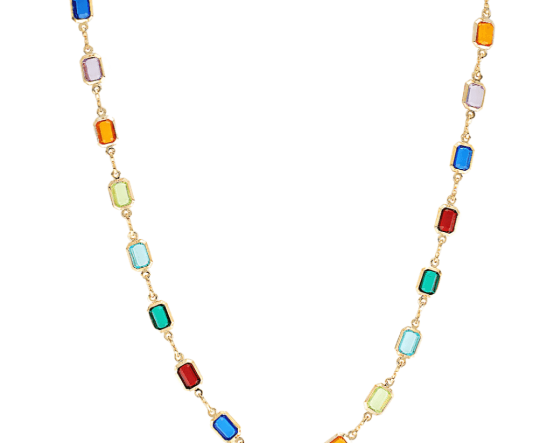 Gold fill rainbow gemstone necklace 
