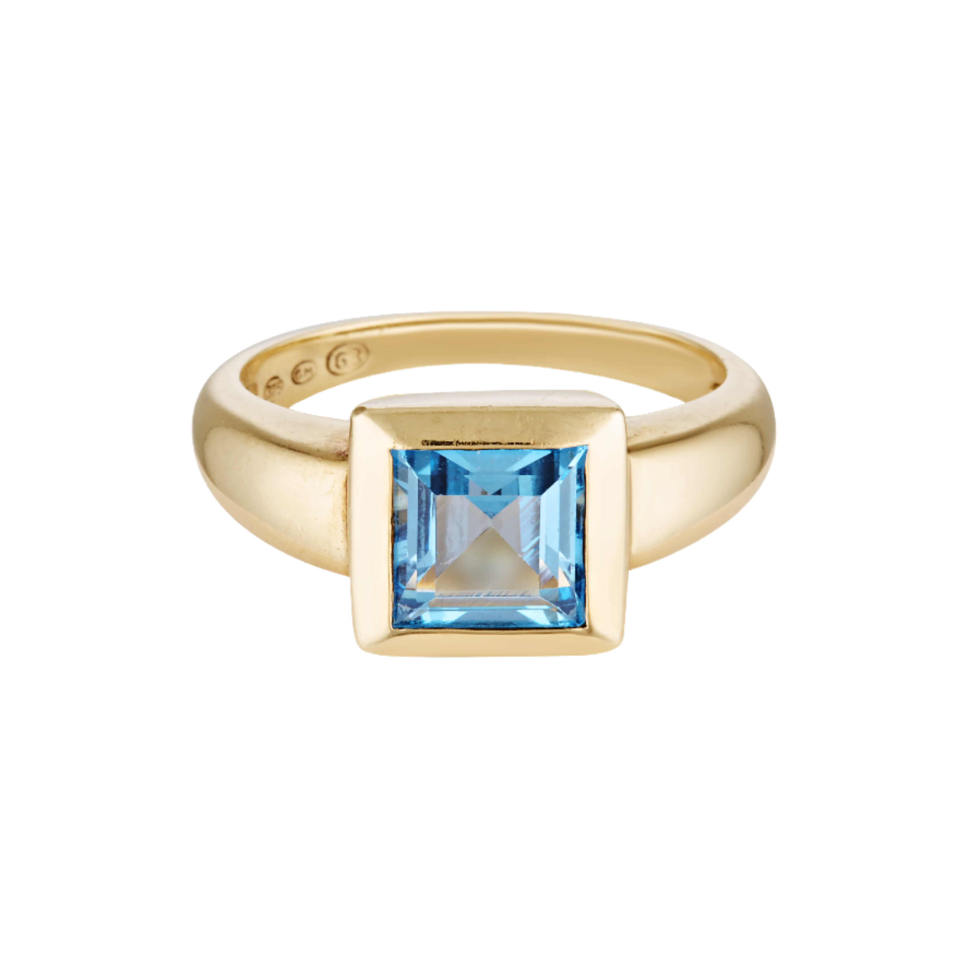London Topaz square cut solid gold ring