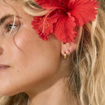 Stack of 18k gold fill Huggies 