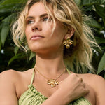Tropical garden with model in Bixby and Co jewellery 