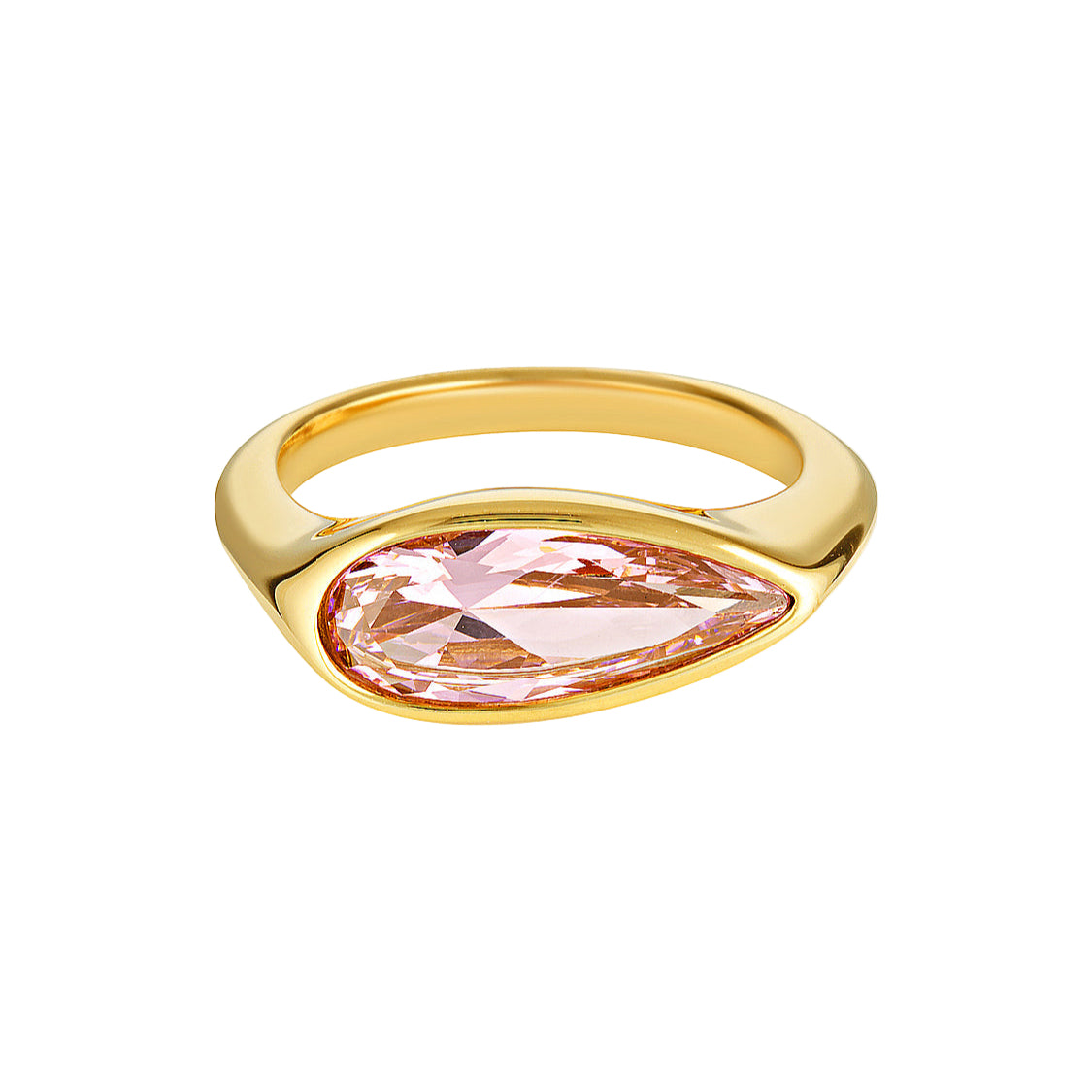 Flamingo Ring | Pink Morganite pear shaped gold ring