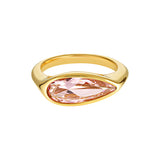 Flamingo Ring | Pink Morganite pear shaped gold ring