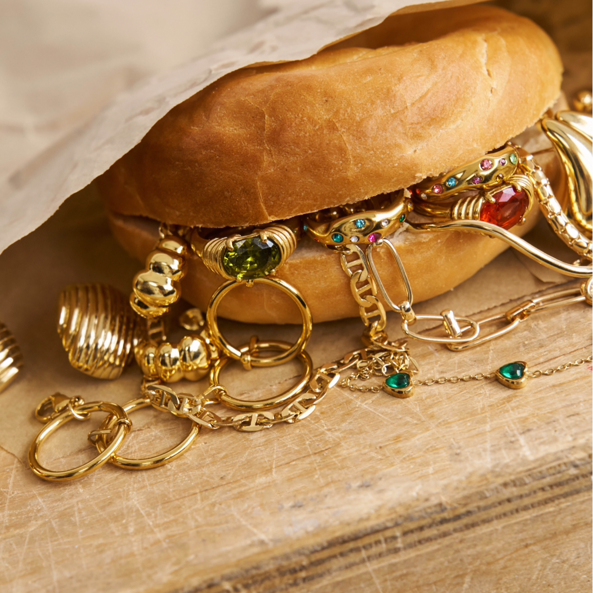 Green ring with other Bixby jewellery 