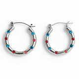 Silver hoops with coloured gemstones 