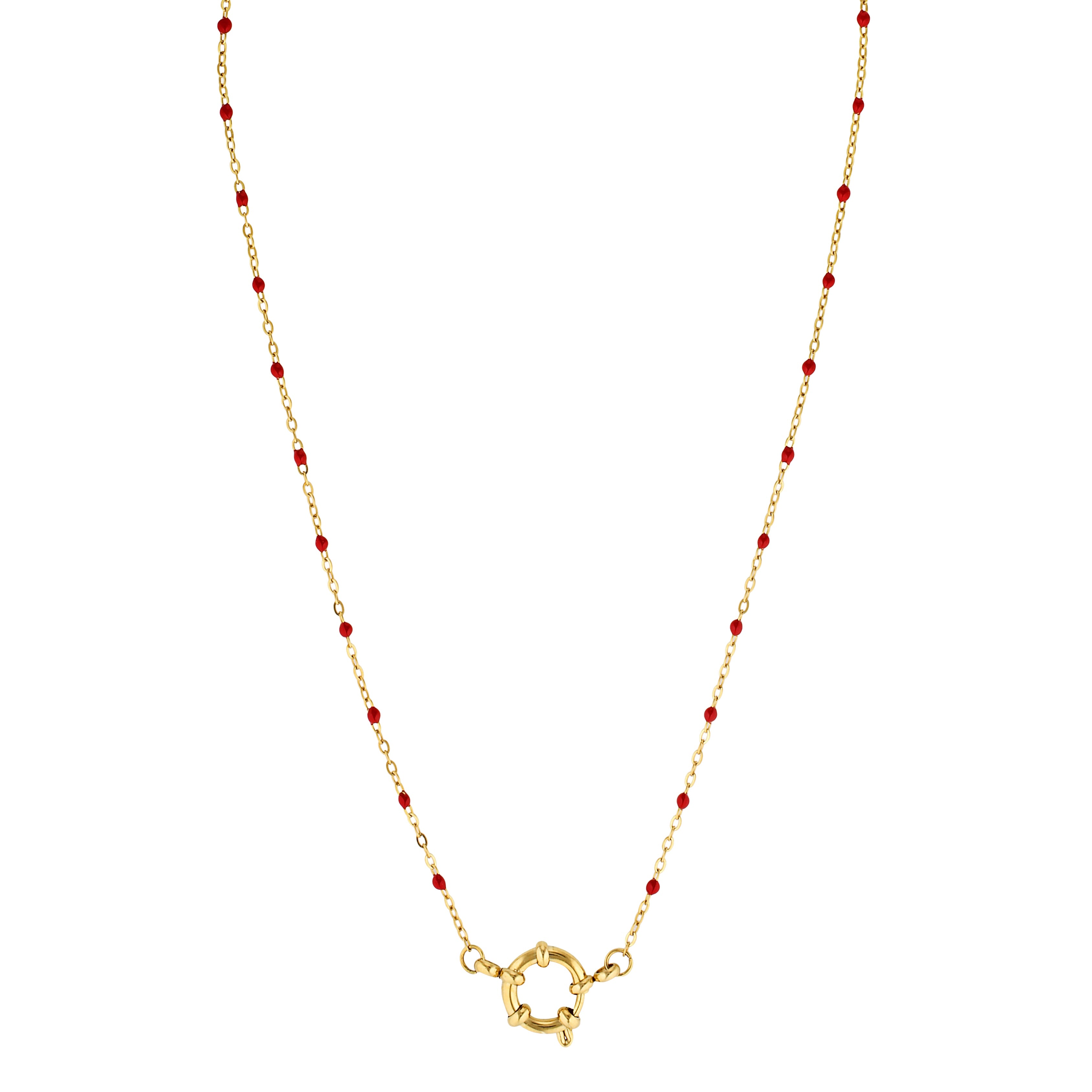 Red enamel and 18k gold filled necklace 