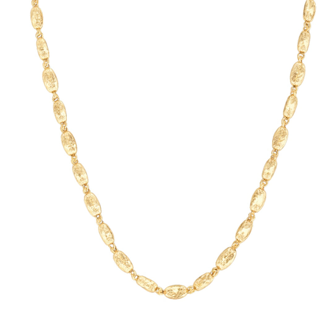 Gold chain necklace on a white background
