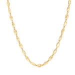 Gold chain necklace on a white background