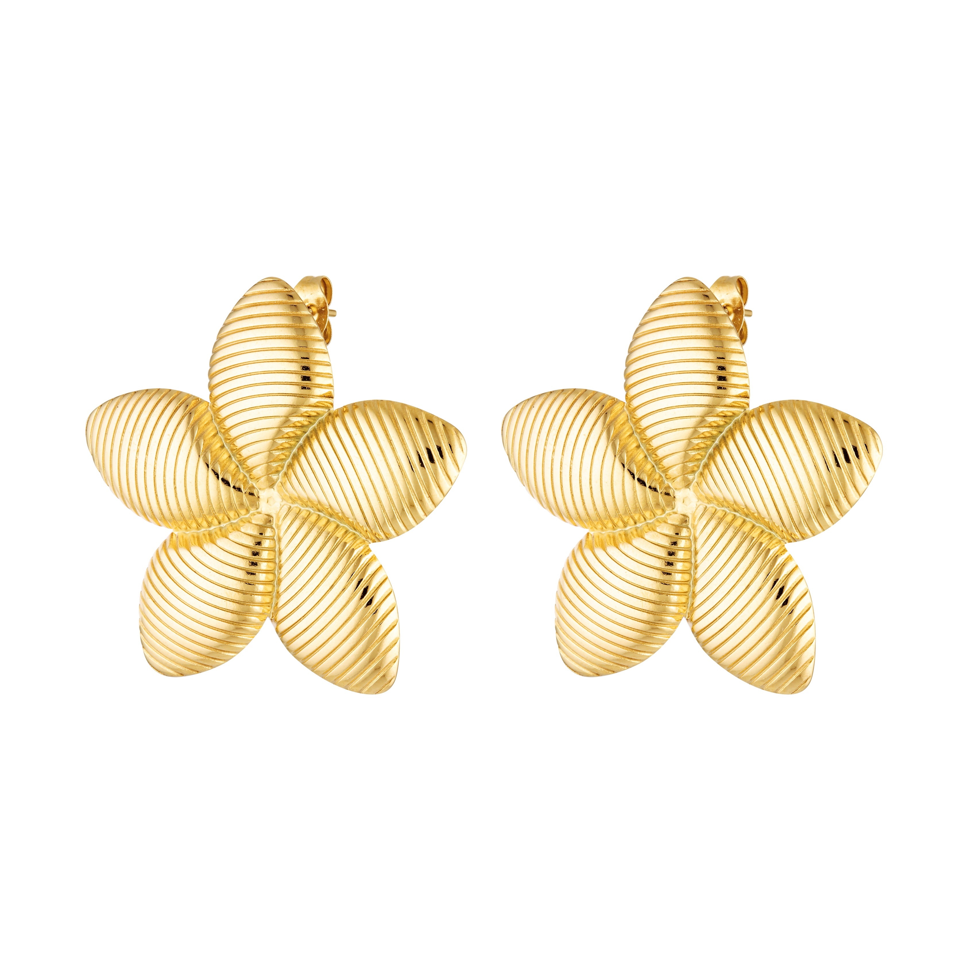 Fleur gold flower shaped earrings