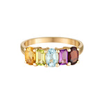 Solid gold rainbow semi precious gemstone ring