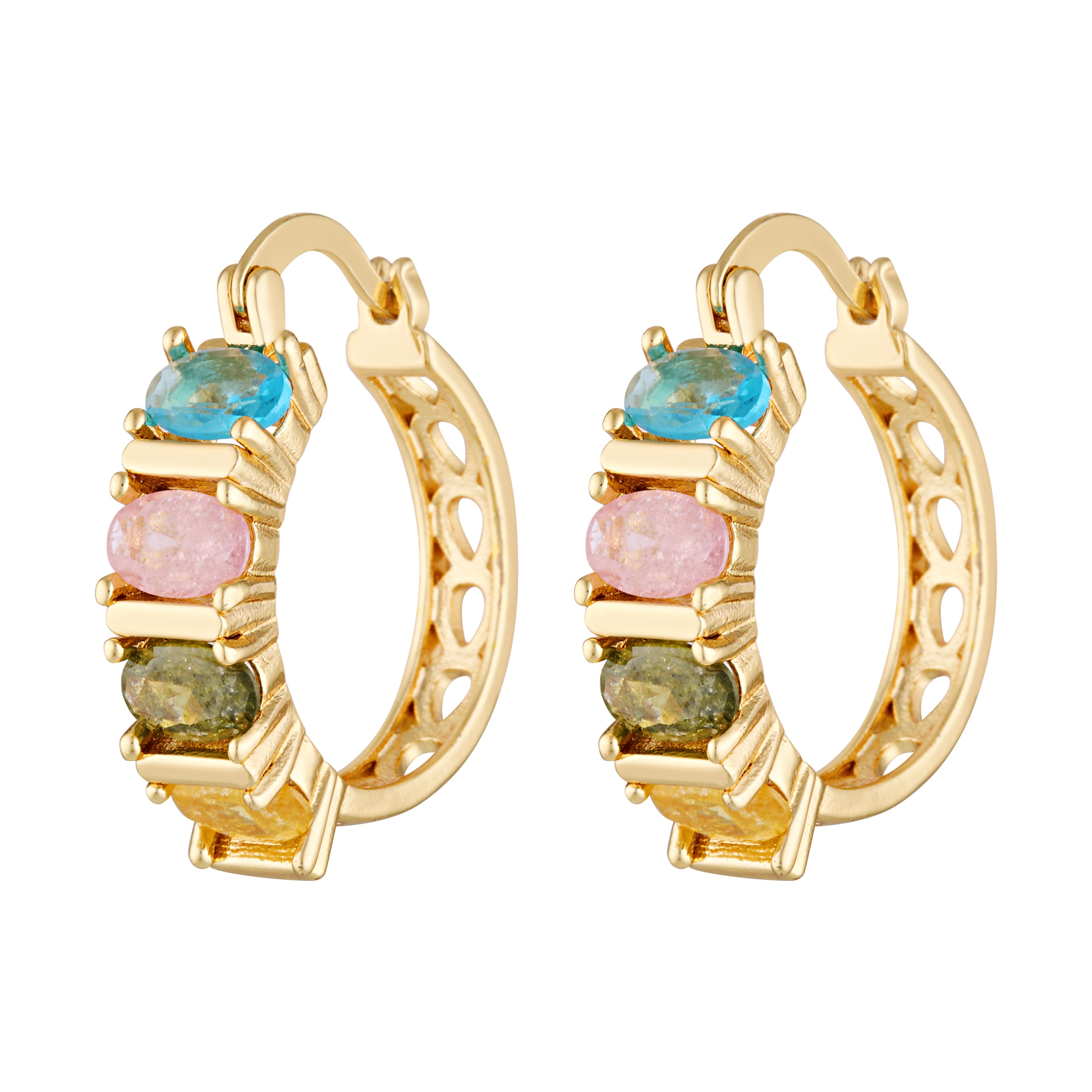 The Positano Hoops with glowing pastel glass gemstones