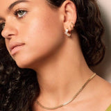 Cubic zirconia gemstone hoop earrings 