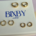 The best 18k Gold Fill earring stack on Bixby and Co packaging