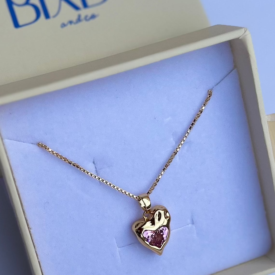Pink crystal heart pendant 