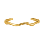 Dainty gold wavy open bangle 