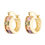 Pastel coloured glass gemstone gold hoops