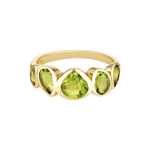 Bezel cut peridot gemstone ring in 18k gold vermeil