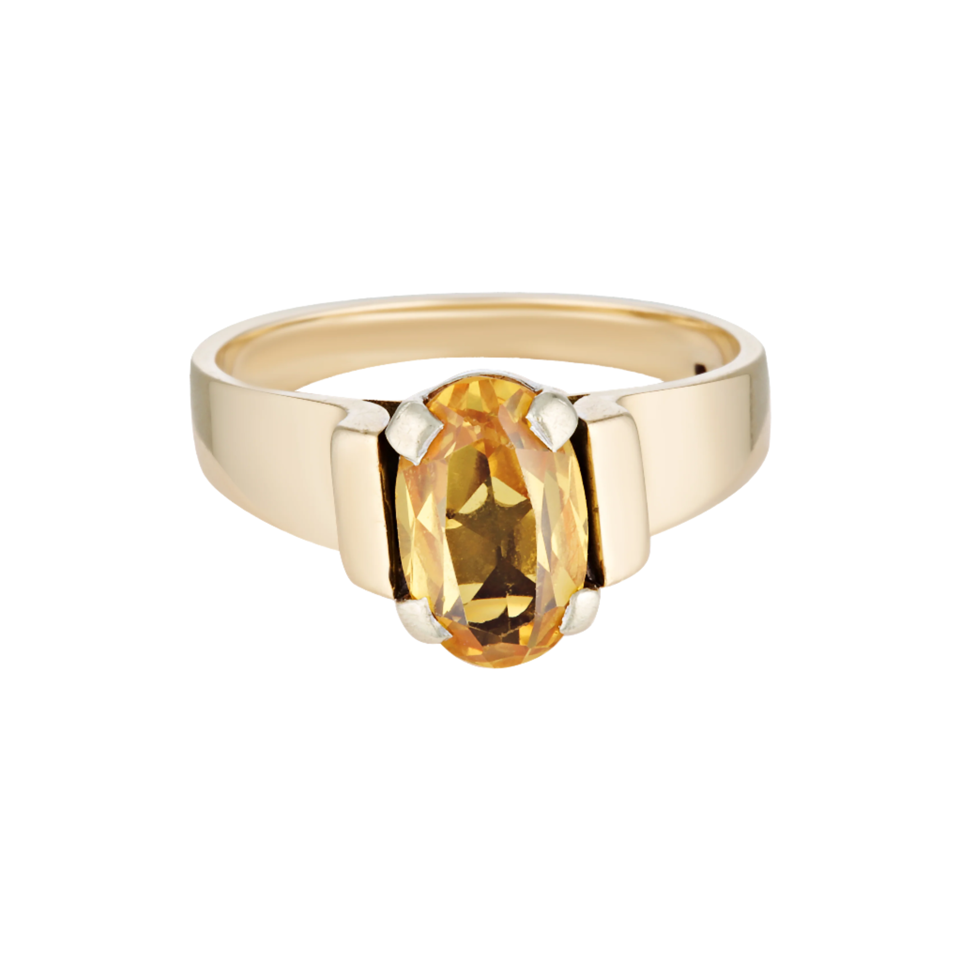 Solid gold citrine ring
