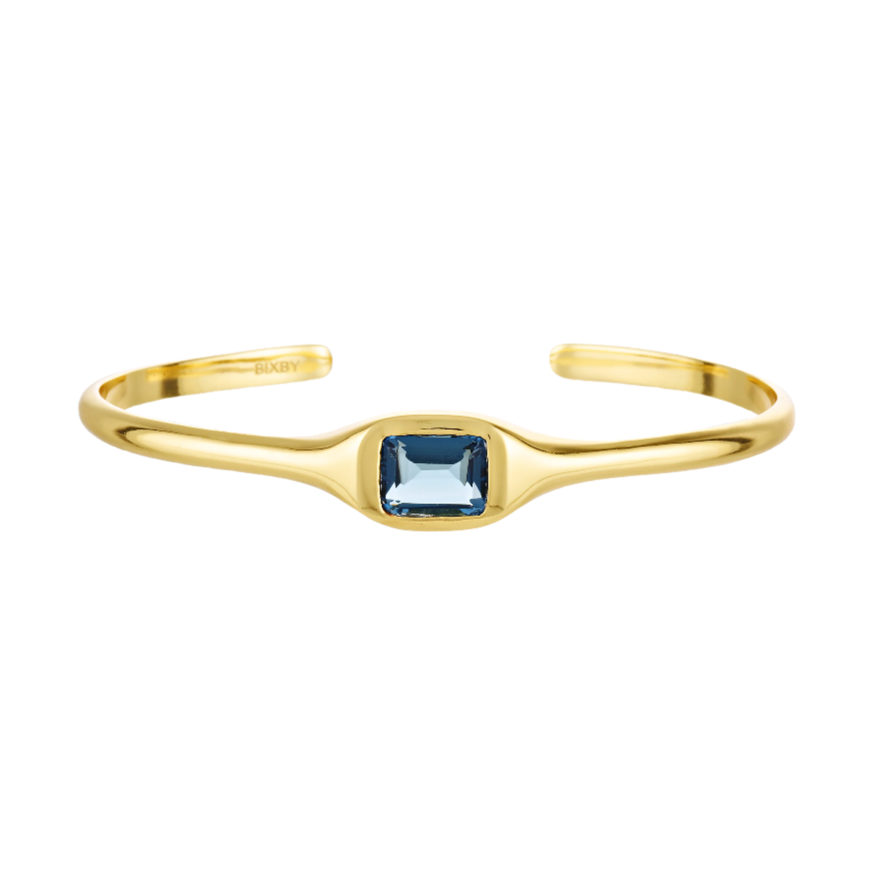 Blue Topaz gemstone open bangle in gold vermeil
