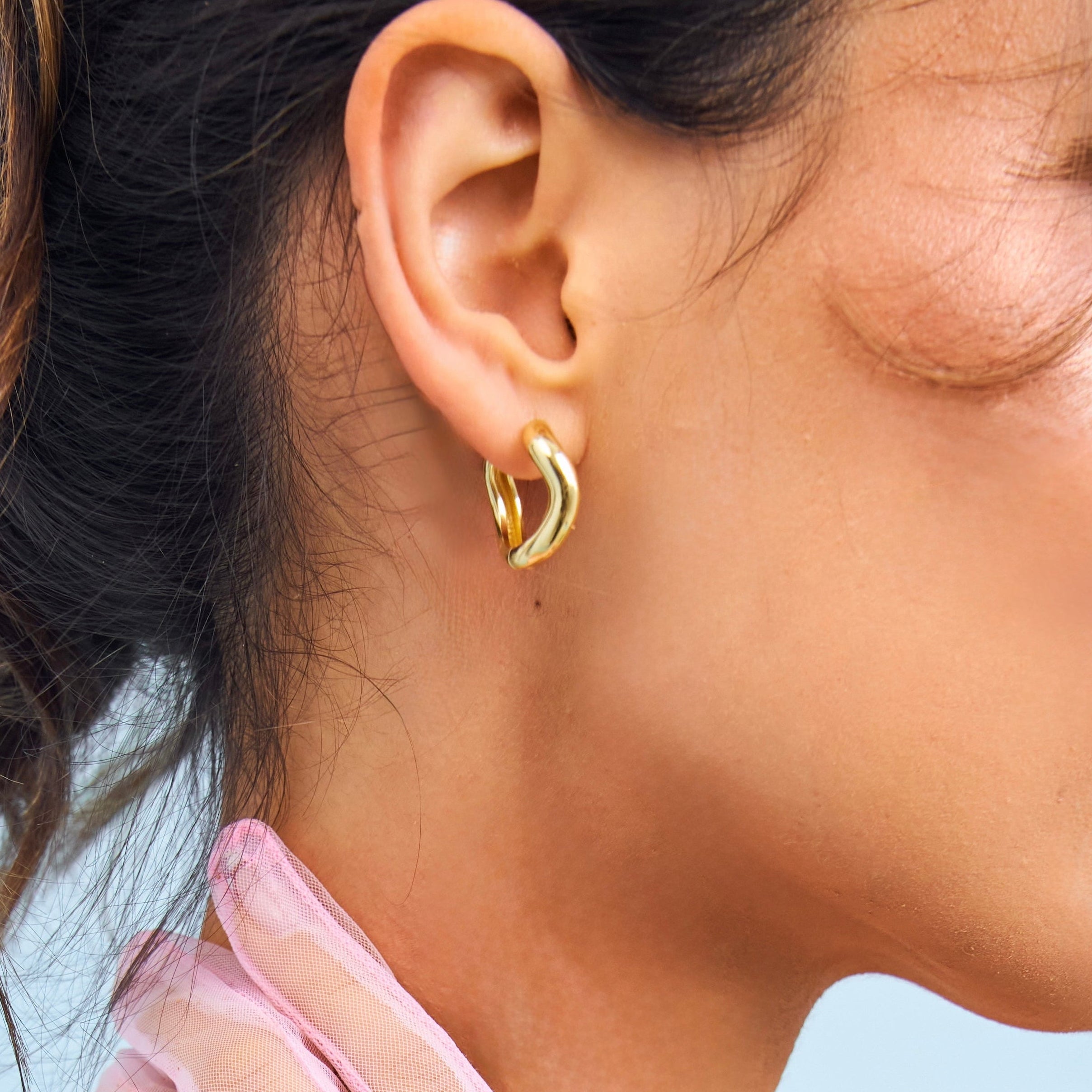 Stunning sculptural vermeil gold hoops