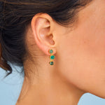 Cute multi green gemstone studs in 18k gold 