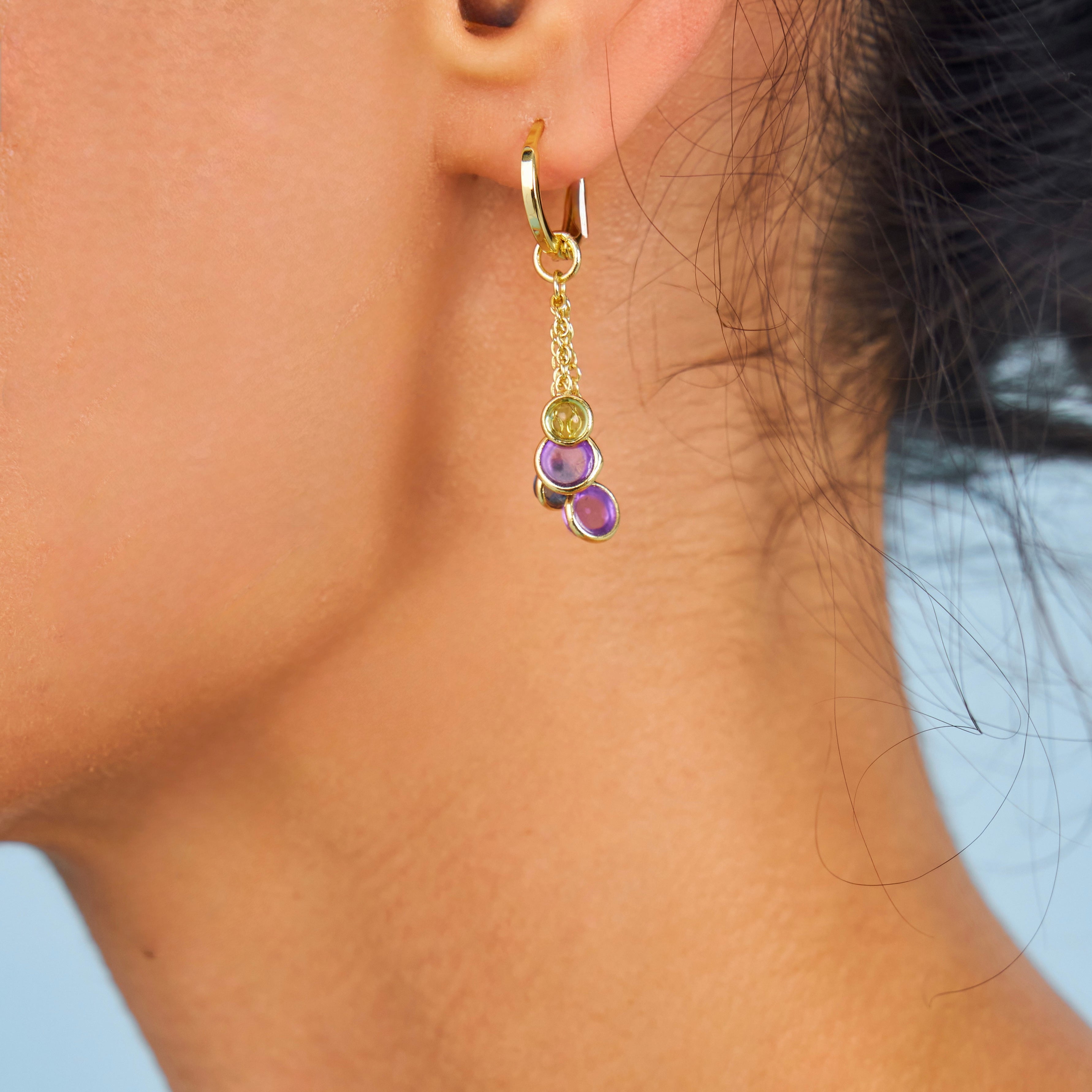 Dangly gemstone hoops 