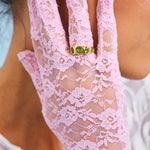 Pear shaped Peridot gems in a gold vermeil setting