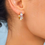 Scandal hoops pale amethyst and aquamarine gemstone hoops