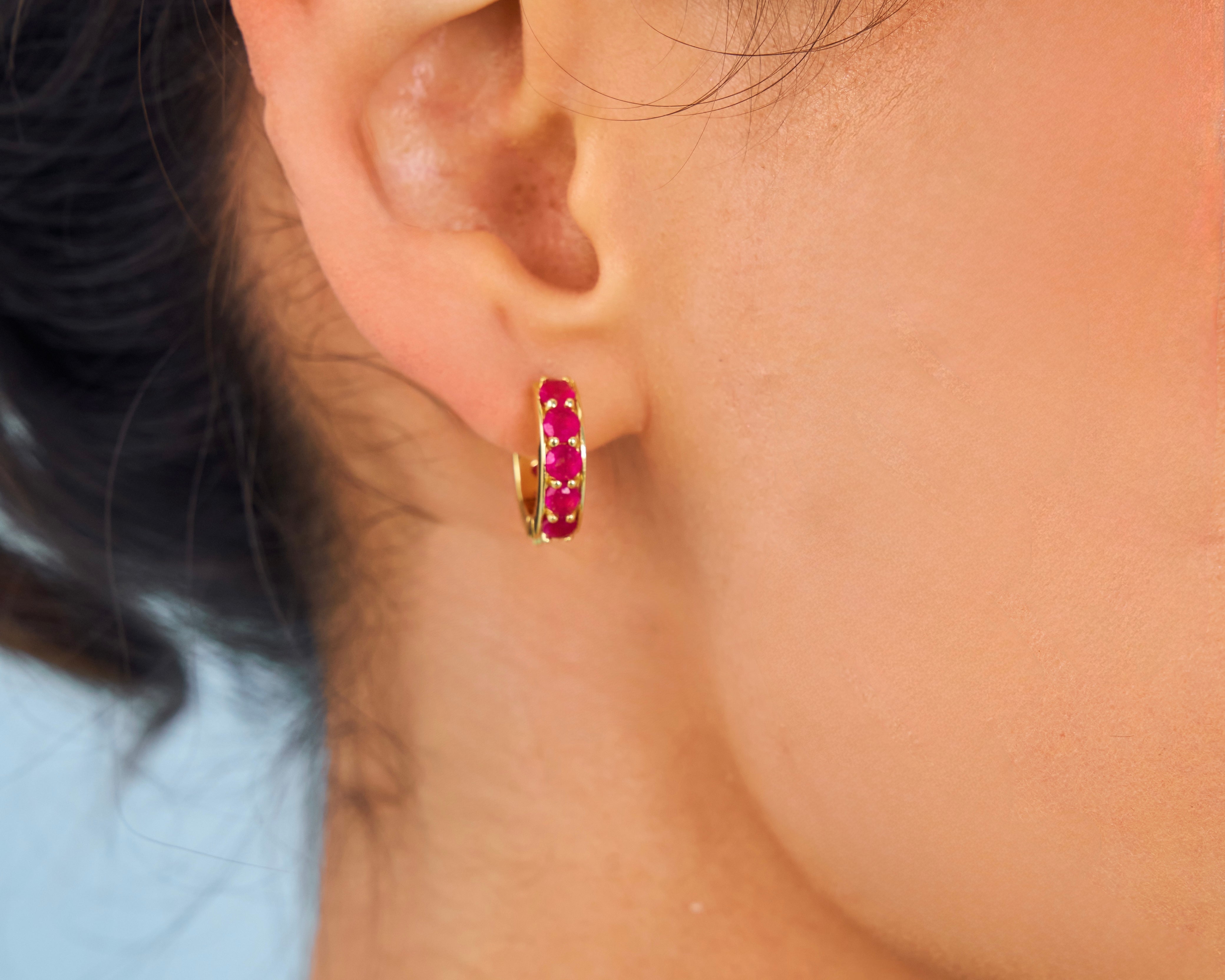 Pink gemstone Flirty Hoops 