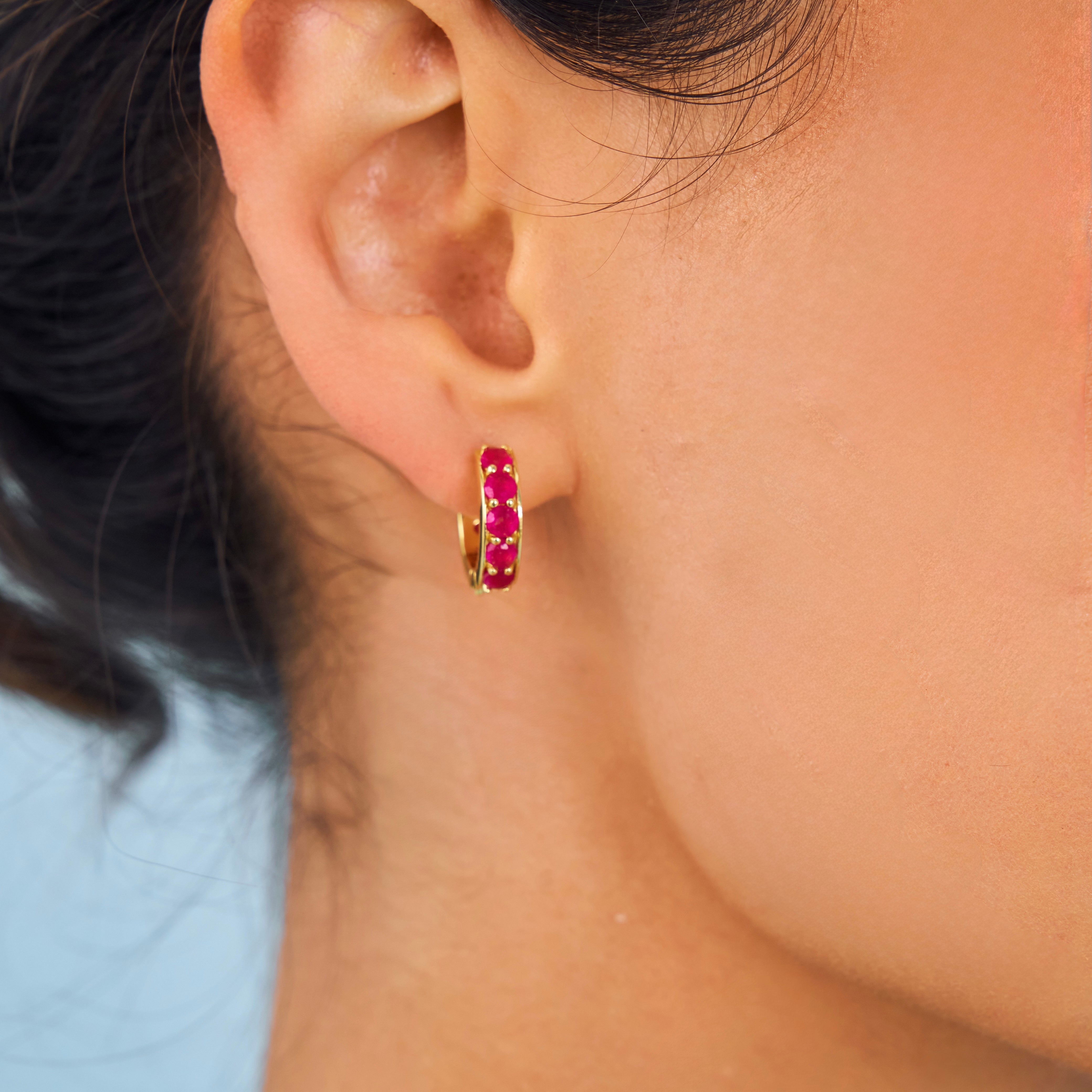 Pink gemstone Flirty Hoops 