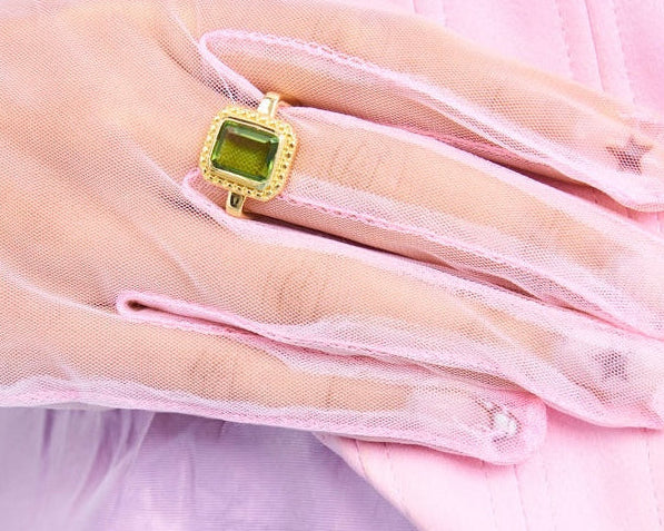 Dauphine Cocktail Ring with large Peridot green gemstone