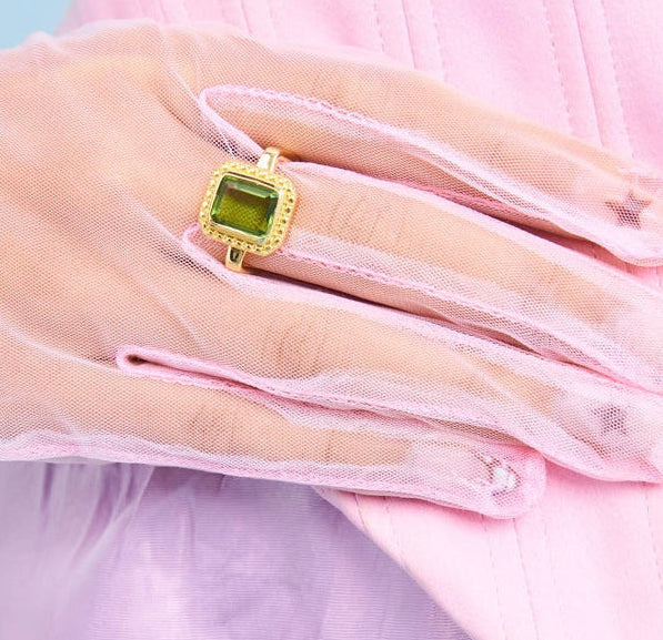 Dauphine Cocktail Ring with large Peridot green gemstone