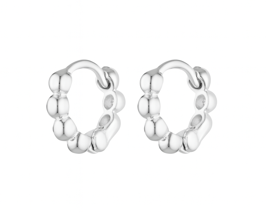 Silver Mochi huggies. Small ball huggies 