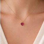 Valentine heart necklace on models neck 