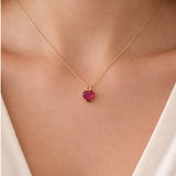 Valentine heart necklace on models neck 