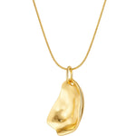 Gold pendant necklace on a white background